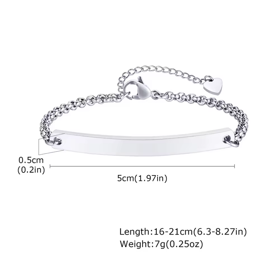 Personalized Stainless Steel Chain Bracelet – Custom Engraved Name, Logo or Spotify Code | Adjustable 16-21 cm Women’s Gift