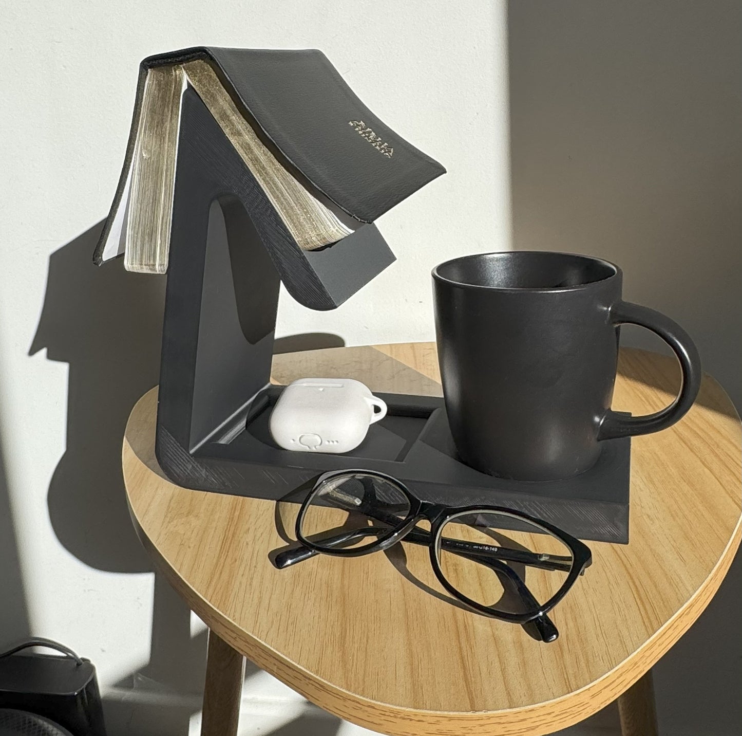Minimalist Book Rest – Matte Black with Custom Engraving Option