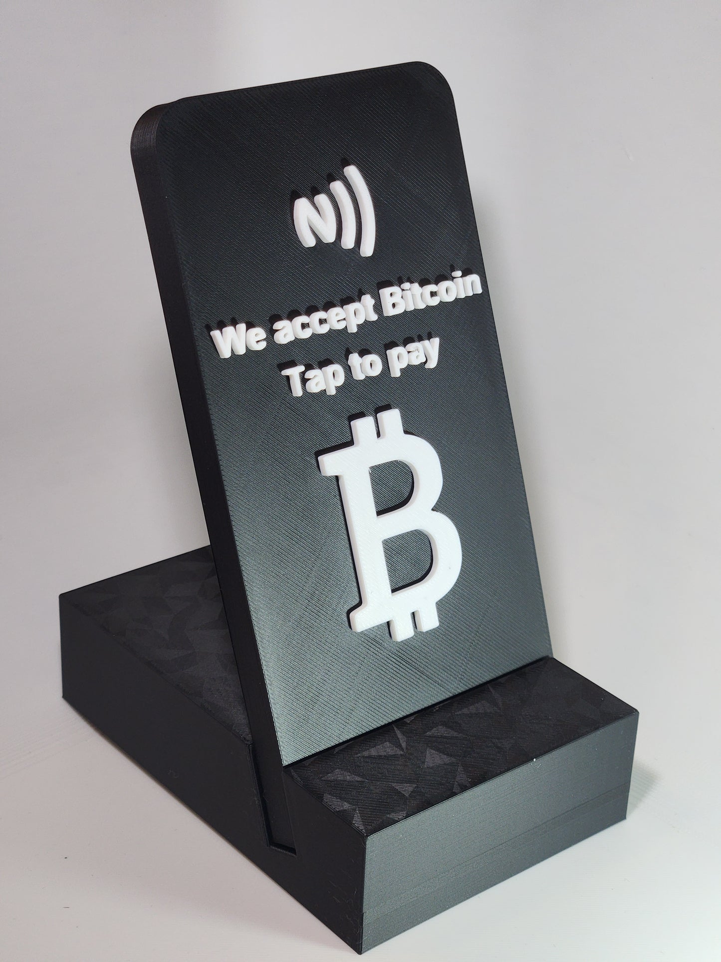 Tap to Pay Bitcoin Stand – NFC Contactless Payment Display – Crypto Payment Sign for Shops & Small Businesses