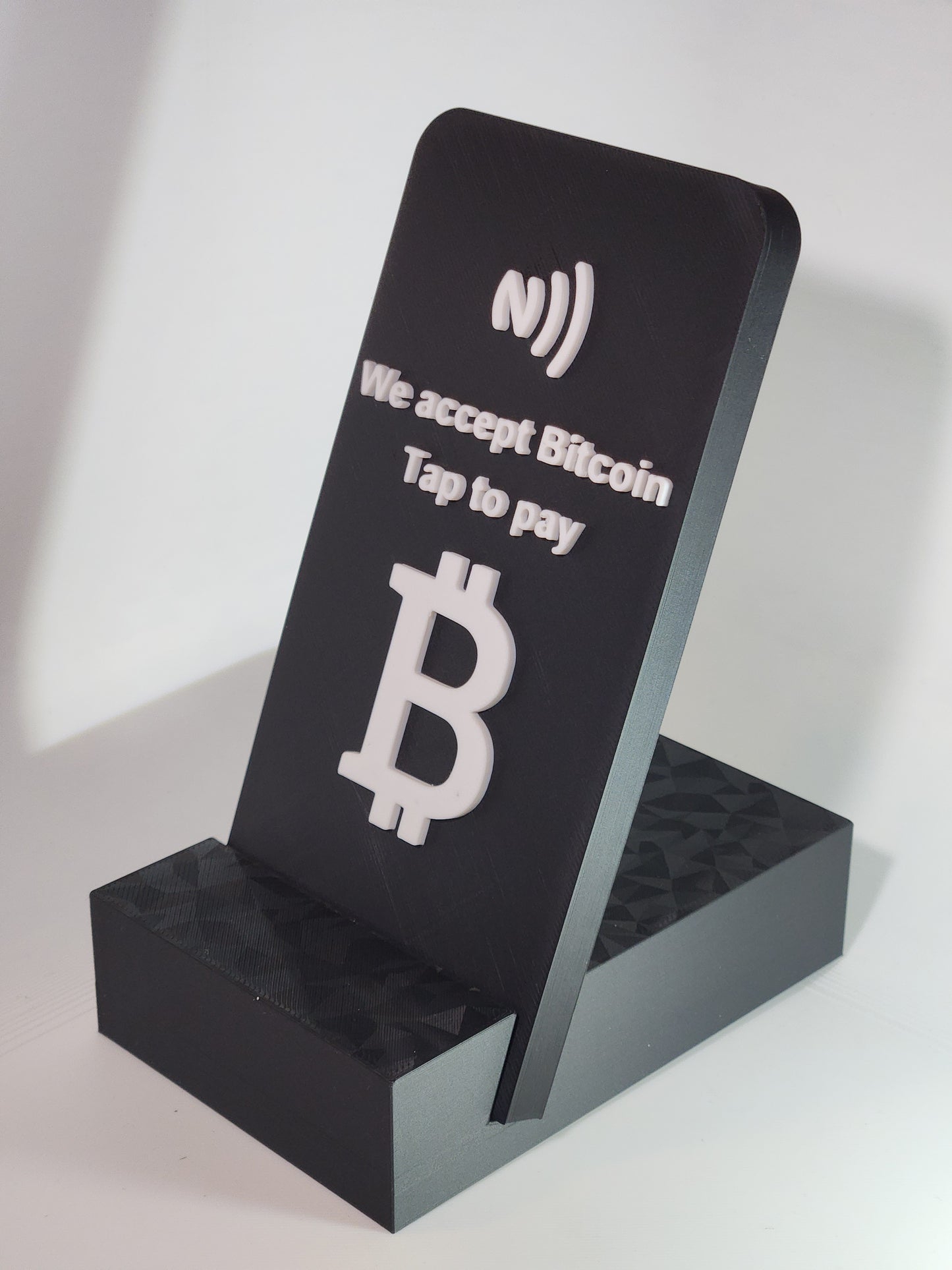 Tap to Pay Bitcoin Stand – NFC Contactless Payment Display – Crypto Payment Sign for Shops & Small Businesses