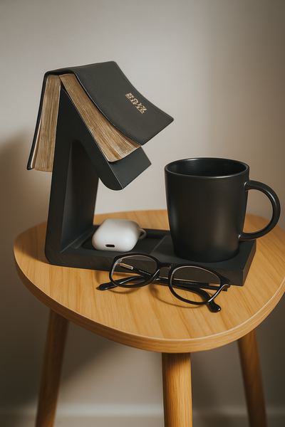 Minimalist Book Rest – Matte Black with Custom Engraving Option