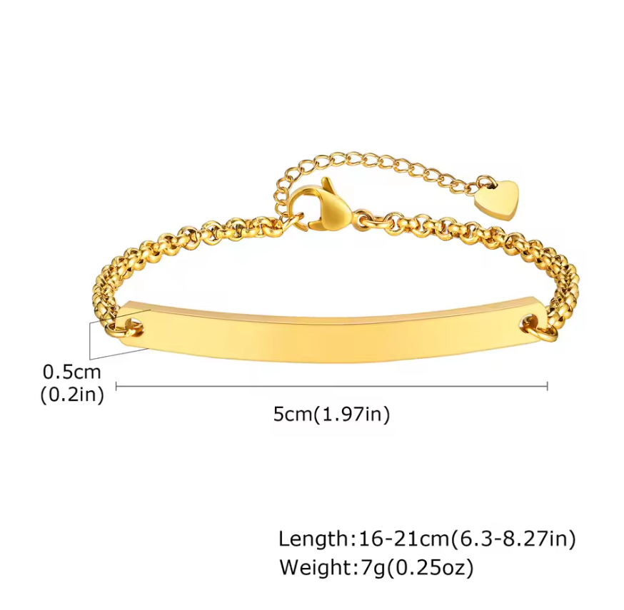 Personalized Stainless Steel Chain Bracelet – Custom Engraved Name, Logo or Spotify Code | Adjustable 16-21 cm Women’s Gift