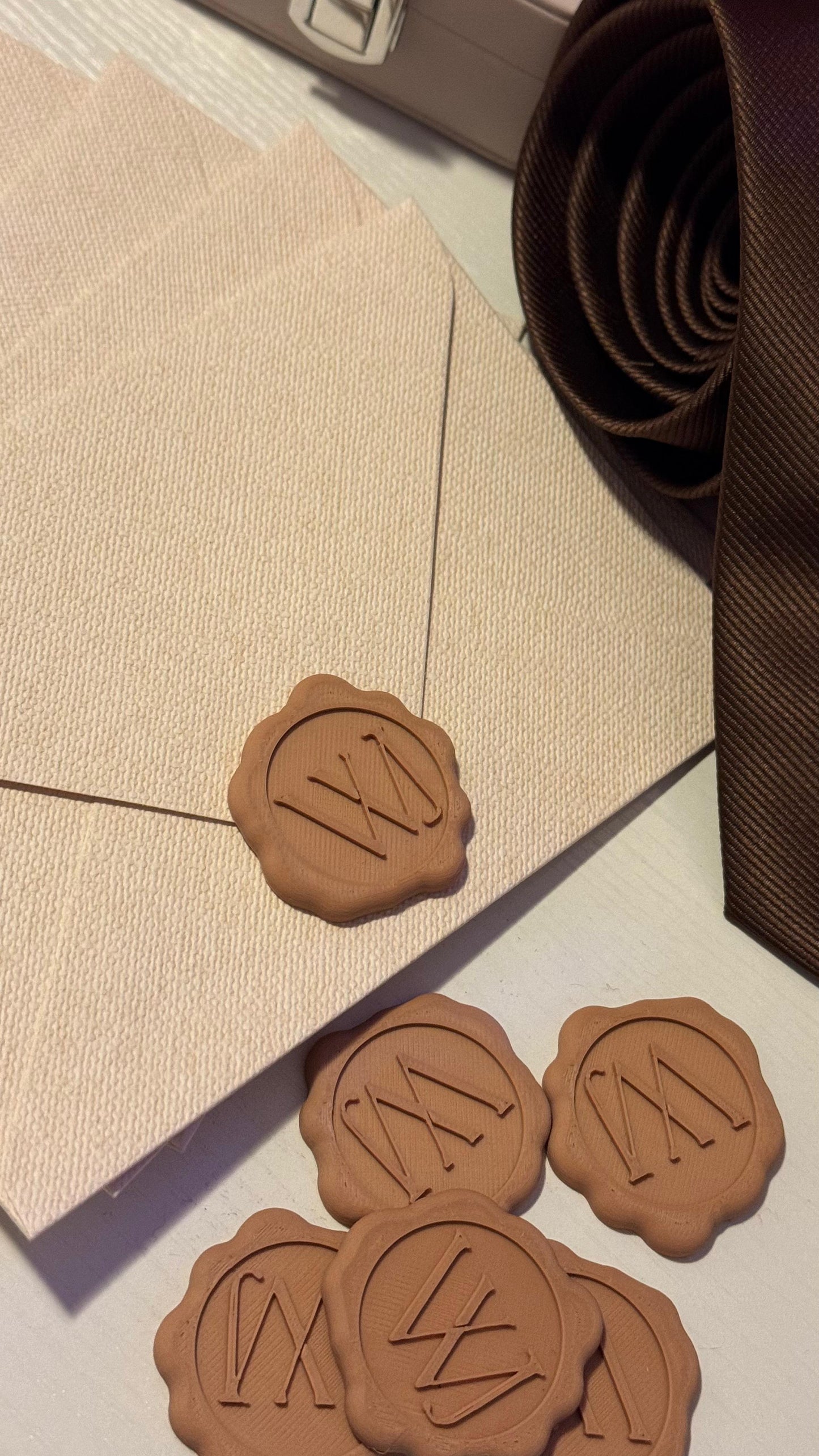 Personalised Wedding Wax Seal Stamp – Matte PLA Monogram Initials | Personalized Bride & Groom Invitation Seal