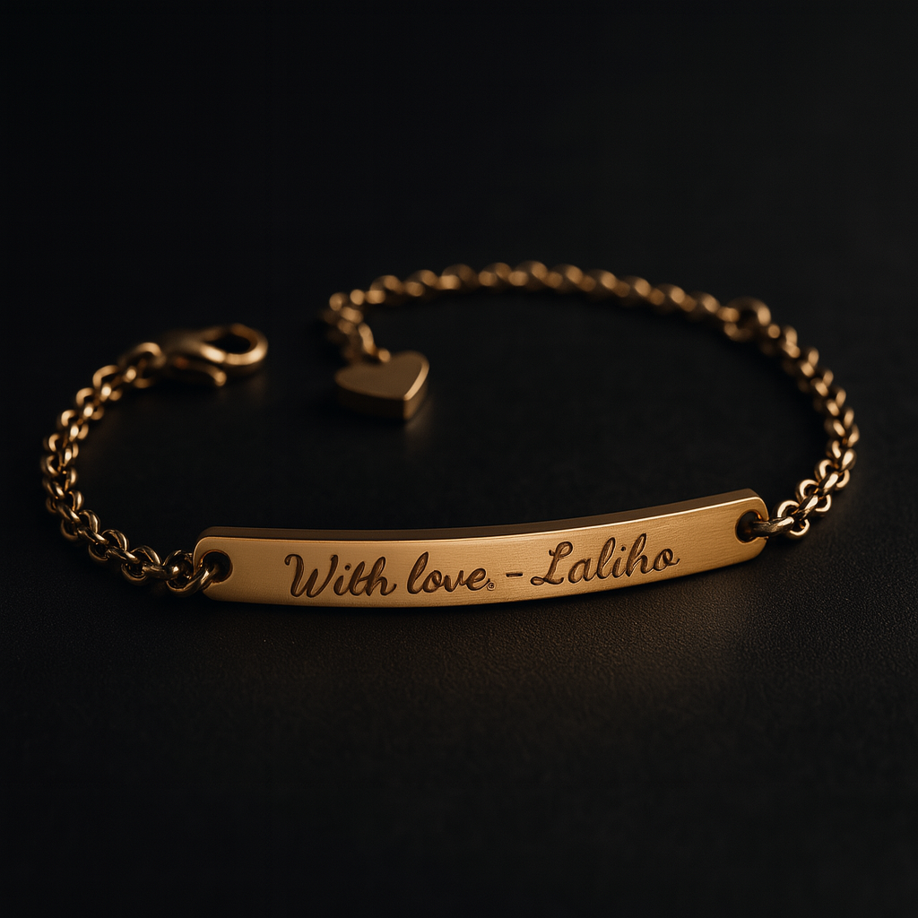 Personalized Stainless Steel Chain Bracelet – Custom Engraved Name, Logo or Spotify Code | Adjustable 16-21 cm Women’s Gift