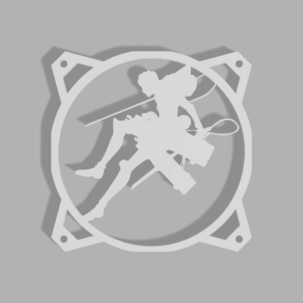 Eren Yeager Attack on Titan | PC Mod Fan Grill Cover | Matte PLA | 120 mm & 140 mm | Black or White