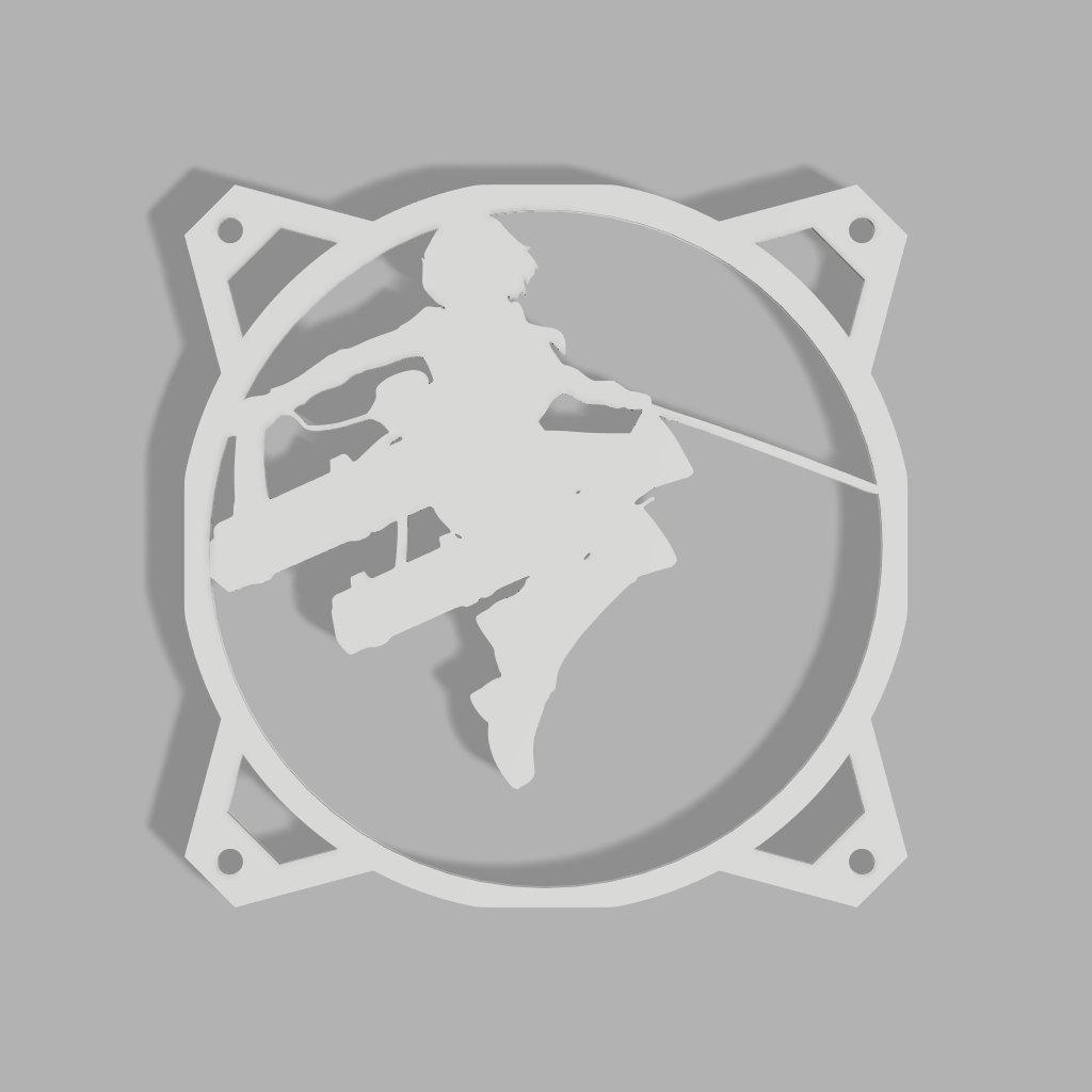 Mikasa Ackerman Attack on Titan | PC Mod Fan Grill Cover | Matte PLA | 120 mm & 140 mm | Black or White